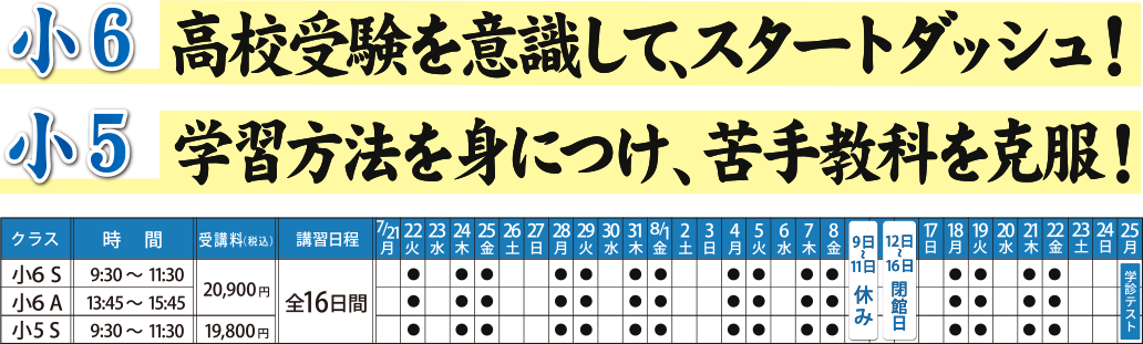 小５・小６夏特訓